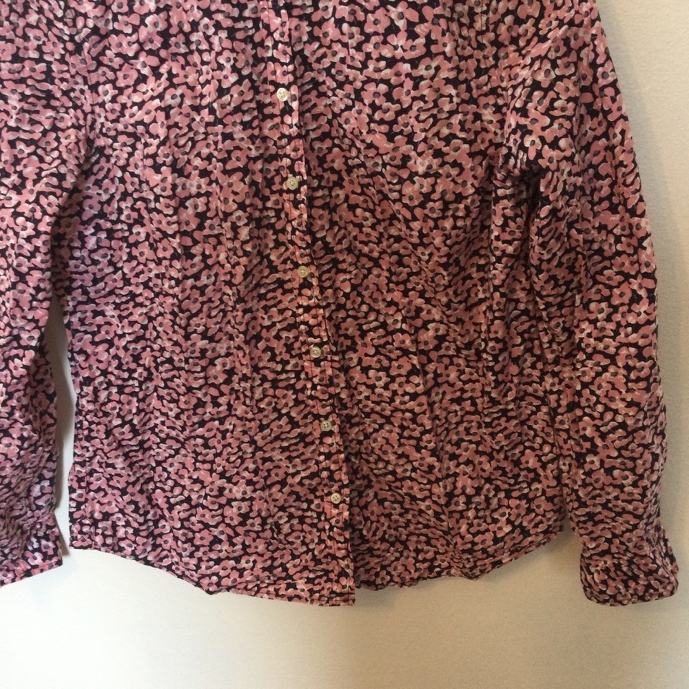 Talbots Pink And Black Patterned Button-Up Shirt … - image 2